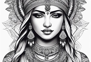 A valley with an Indian goddess tattoo idea