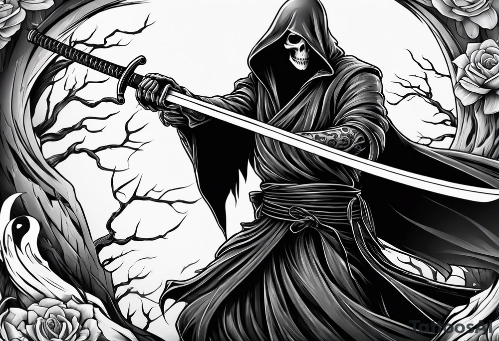 grim reaper with katana tattoo idea