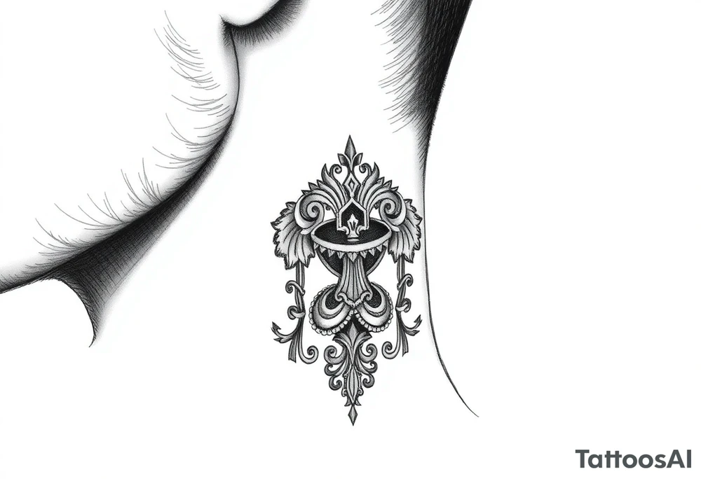 Traditional Russian orthodox design on the side of neck tattoo idea