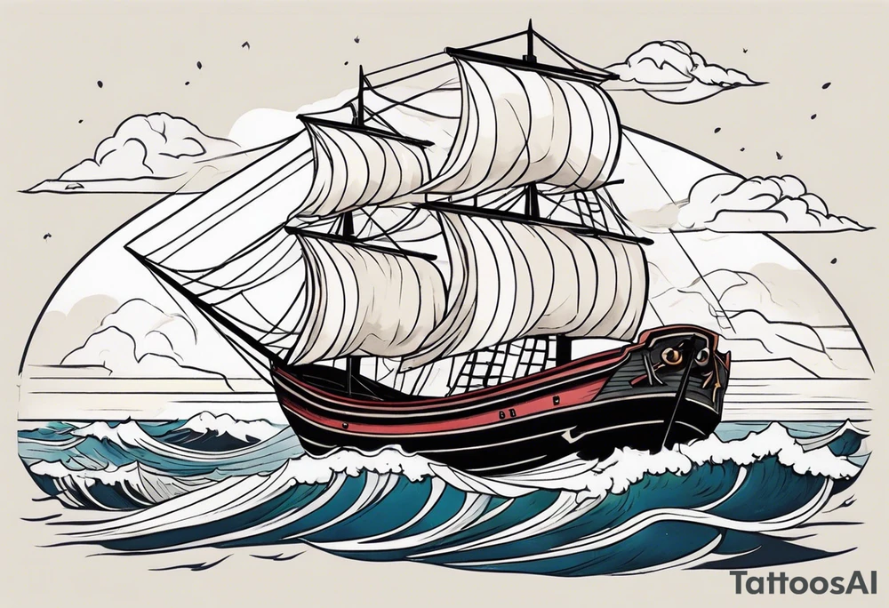 Old man turning ships that looks like a compas rose wheel in a storm tattoo idea