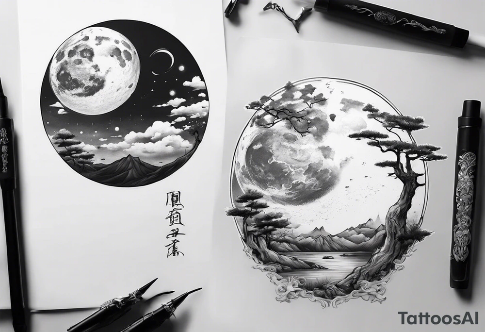 Realistic moon tattoo idea