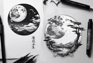 Realistic moon tattoo idea
