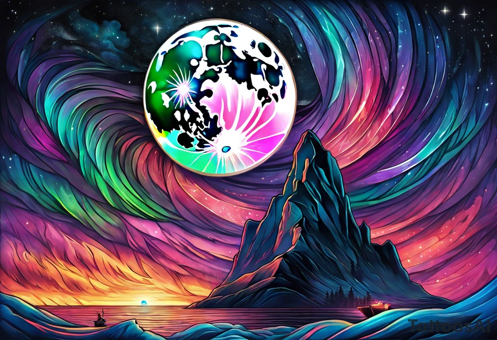 Northern lights with pennywise tattoo idea