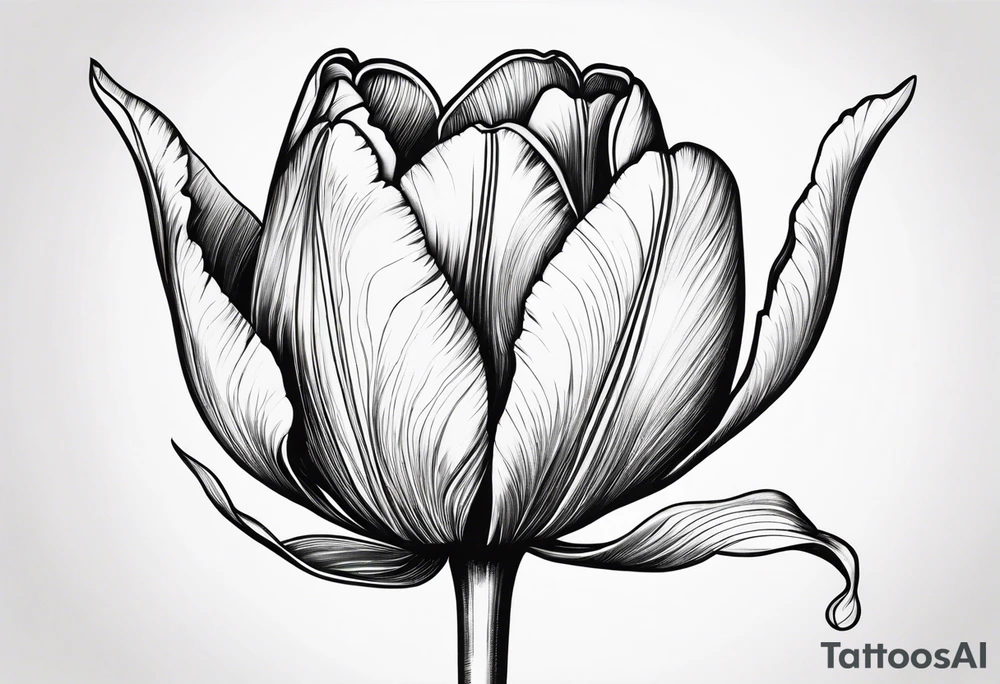Classic Tulip flower with music note on the stem tattoo idea