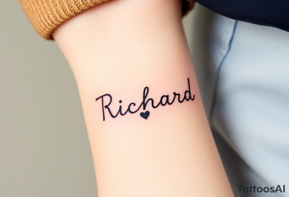The name Richard with a heart for the dot on the i tattoo idea