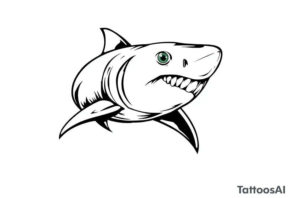 Masculine strong shark flowing forward in water tattoo idea
