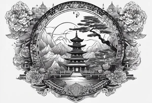 The background of the tattoo as a world map with a small buddhist shrine at the bottom for the back of a forearm tattoo idea
