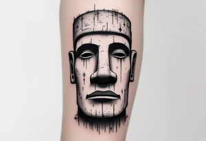 moai statue rough asthetic tattoo idea