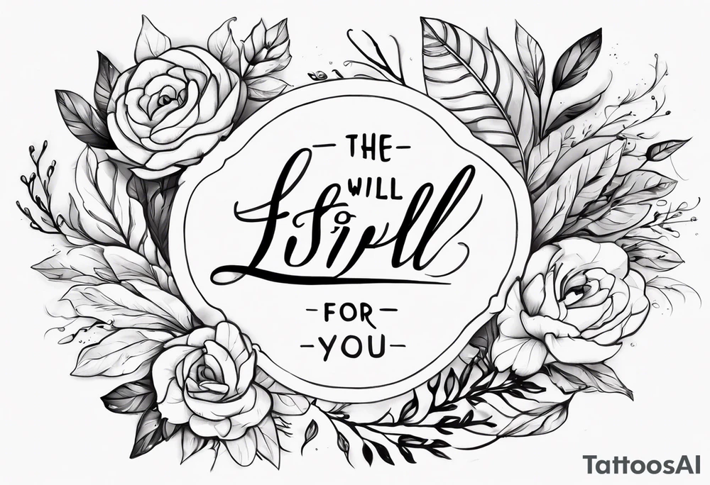 In cursive ”The Lord will fight for you; you need only to be still.”“
Exodus 14:14 NIV tattoo idea