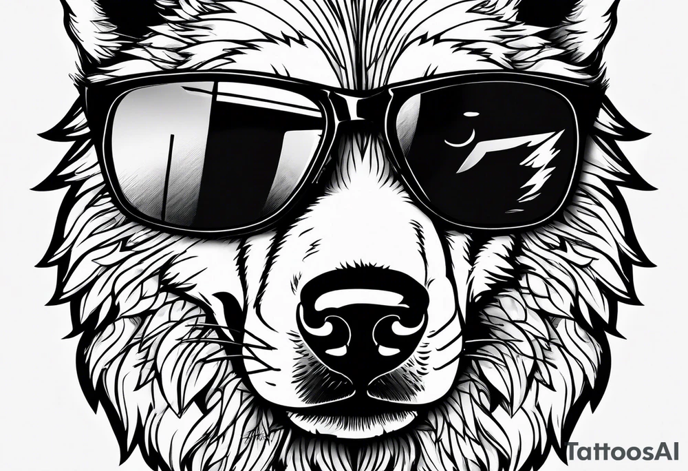 Badass Wolf wearing Sunglasses tattoo idea