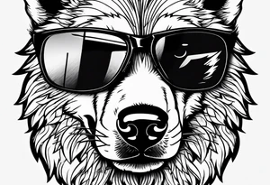 Badass Wolf wearing Sunglasses tattoo idea