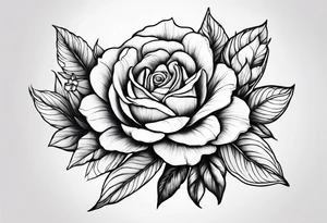 Floral design with a rose lilac magnolia Azalea Lisanthus sunflower tattoo idea