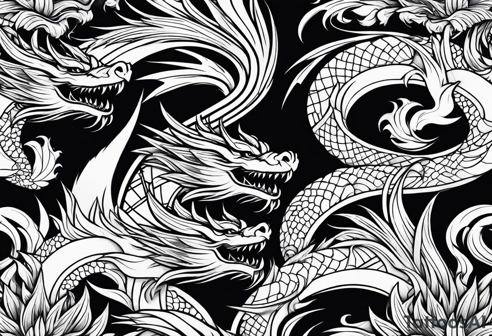 roaring dragons tattoo idea