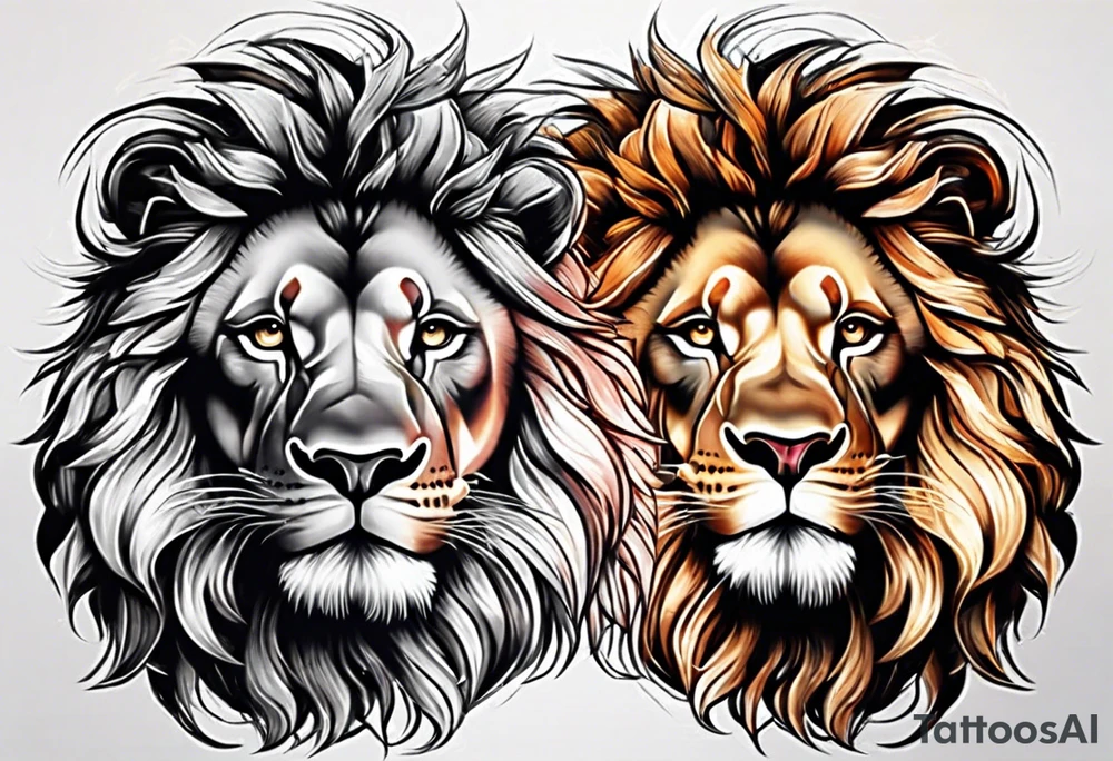 lion and lioness tattoo idea