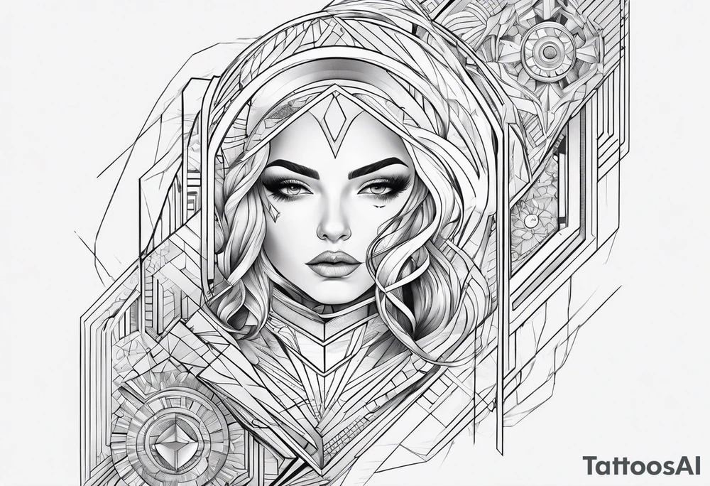 Futuristic line tattoo idea