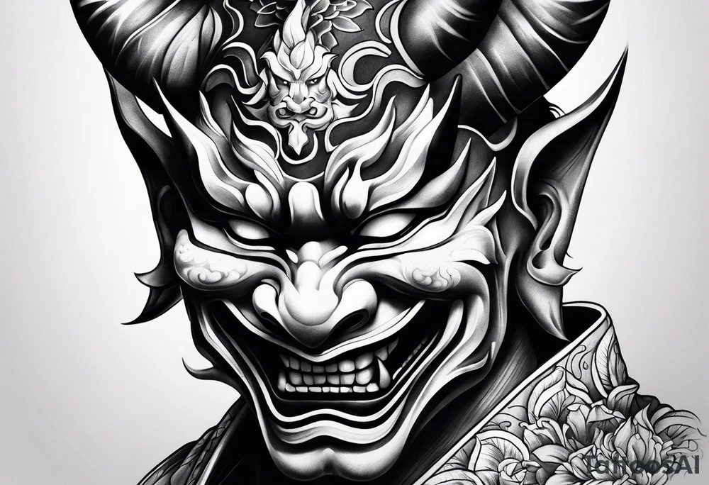 hannya mask realism tattoo idea