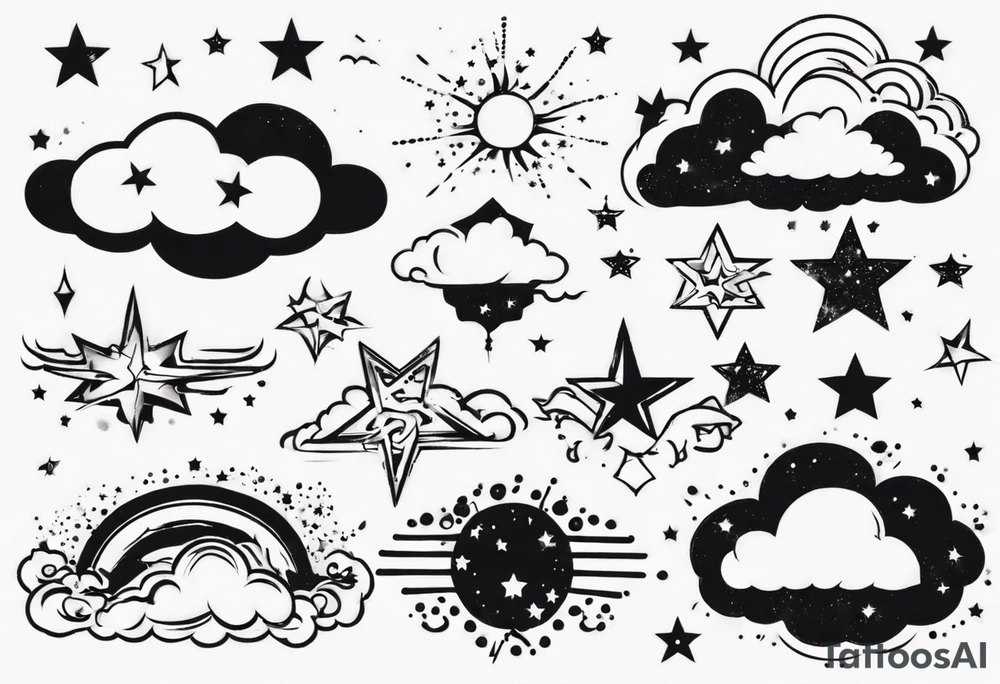 cloud with the date and stars tattoo idea