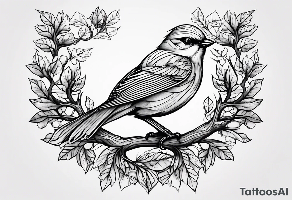 Bird oak tattoo idea