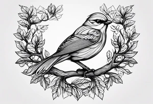 Bird oak tattoo idea