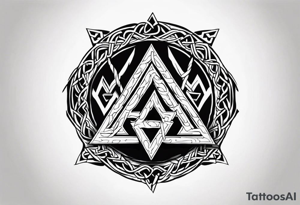 Valhalla round shield axe
Valknut barbed wire chains tattoo idea Valhalla round shield axe
Valknut barbed wire chains tattoo idea