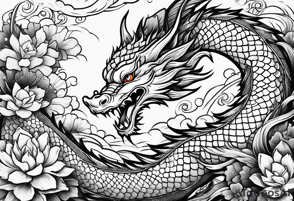 dragon and koi fish cute tattoo idea