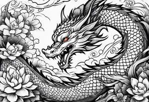 dragon and koi fish cute tattoo idea