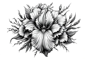 Iris flower bouquet tattoo idea