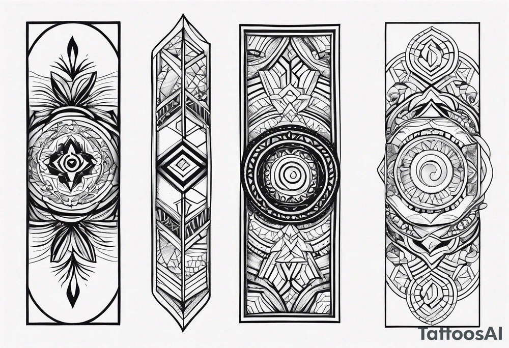 forearm band tattoos, 3 separate segments, solid shapes tattoo idea