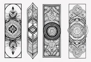 forearm band tattoos, 3 separate segments, solid shapes tattoo idea