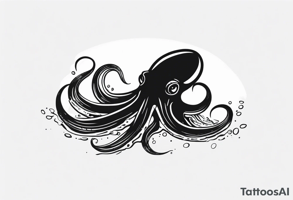 The horrifying squid hides itself in ink and turns the color of its body to black to blend into the dark tattoo idea