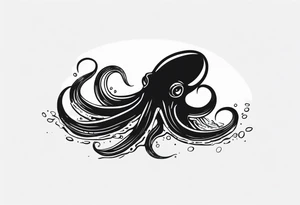 The horrifying squid hides itself in ink and turns the color of its body to black to blend into the dark tattoo idea