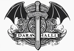 Valhalla sword dragon head axe  church tattoo idea