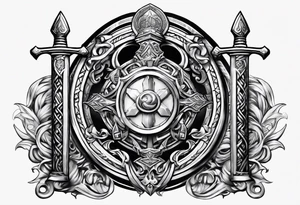 Valhalla stairs sword shield tattoo idea