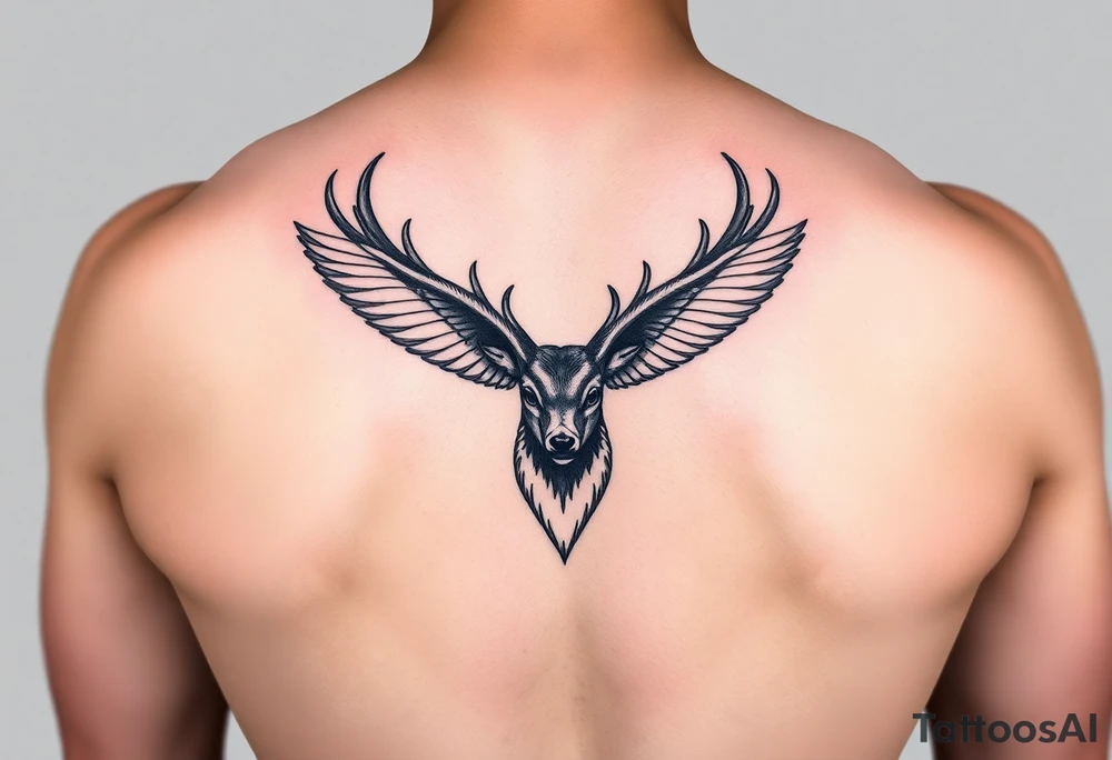 Bird turns into a deer magically (
buck) tattoo idea