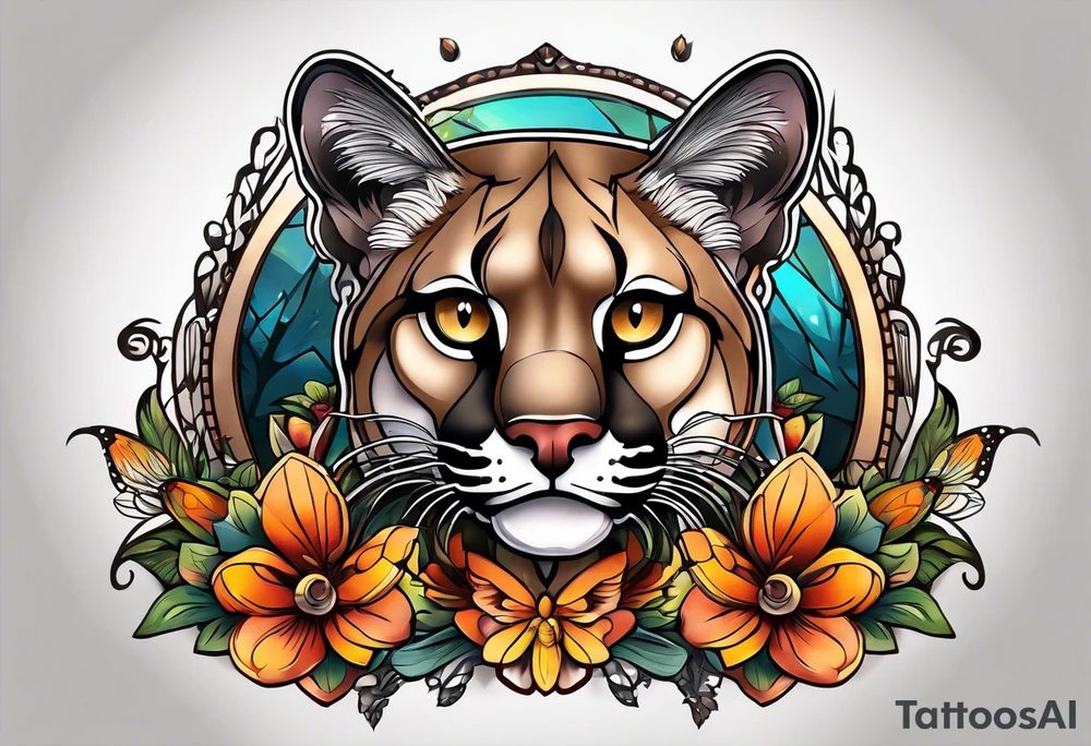 Mountain lion butterfly tattoo idea