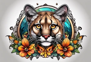 Mountain lion butterfly tattoo idea