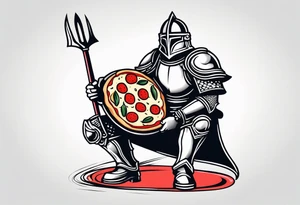 knigth in full armor
 holding a pizza shovel as a weapon tattoo idea