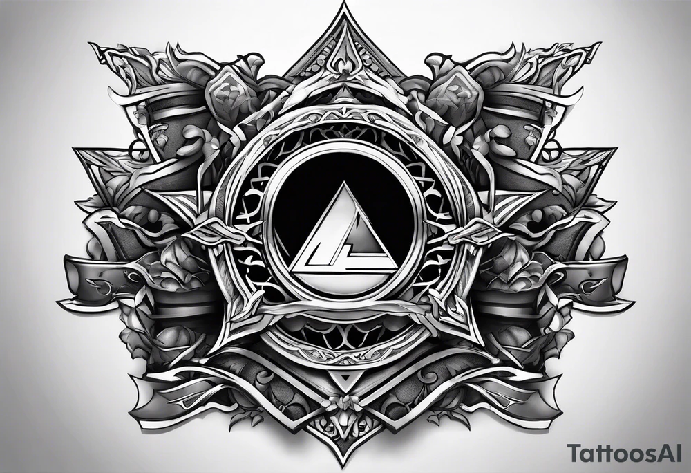 the letters A R in the middle of a ninja headband tattoo idea