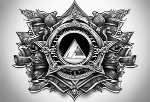 the letters A R in the middle of a ninja headband tattoo idea