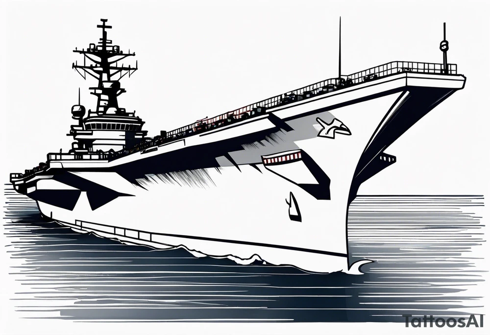 aircraft carrier front view tattoo idea