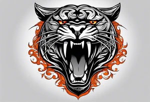 Angry panther with red-orange eyes tattoo idea