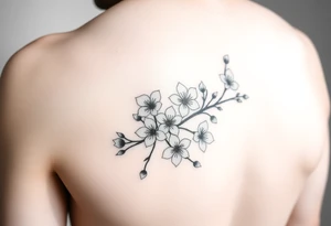 Feminine cherry blossoms thigh tattoo idea
