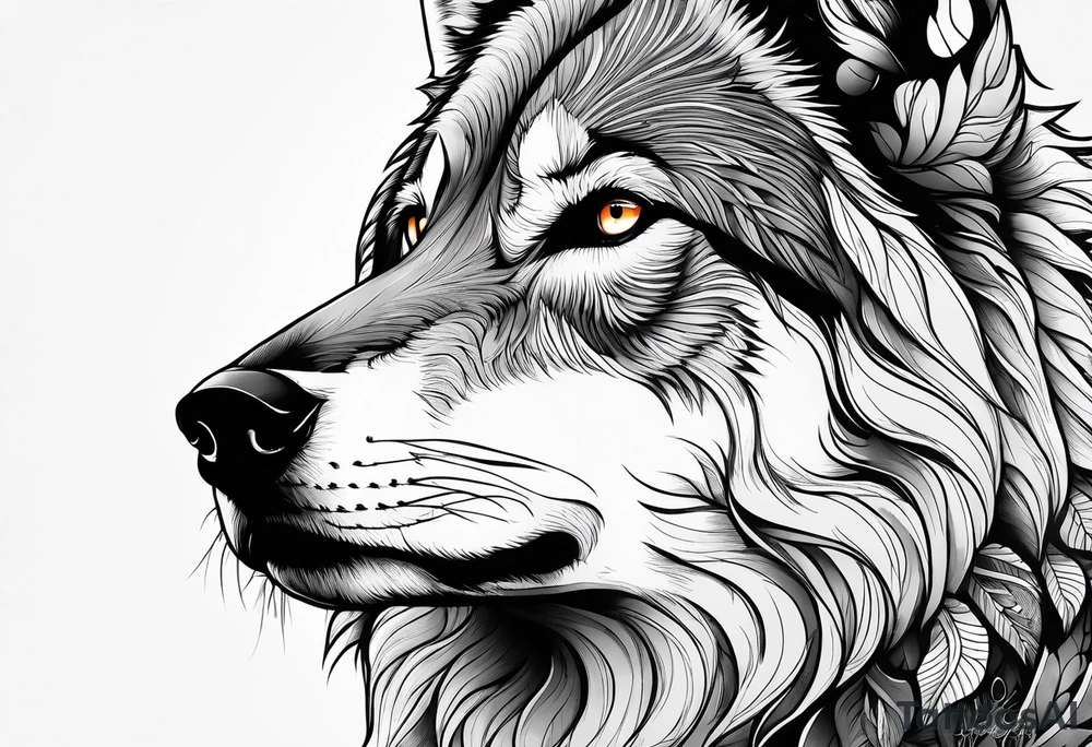 powerful majestic Wolf, close-up tattoo idea