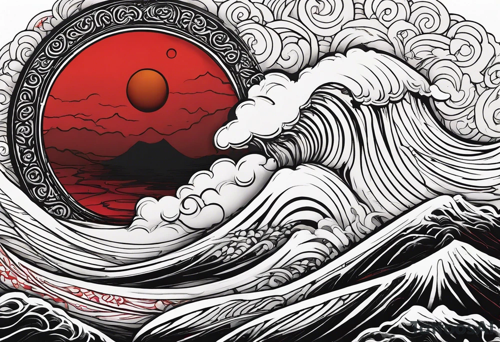 eclipse, vibrant colors (reds and blacks), end of world tattoo idea