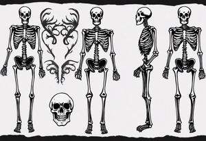 I need a ribcage tattoo of a skeleton.
The skeleton should wear a red/ black suit. tattoo idea