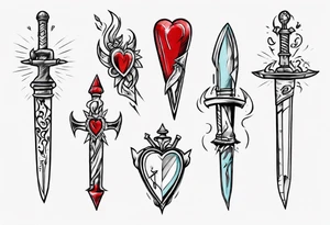 One sketch of a dagger entering the heart tattoo idea