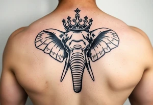 Elephant with queen crown tattoo idea