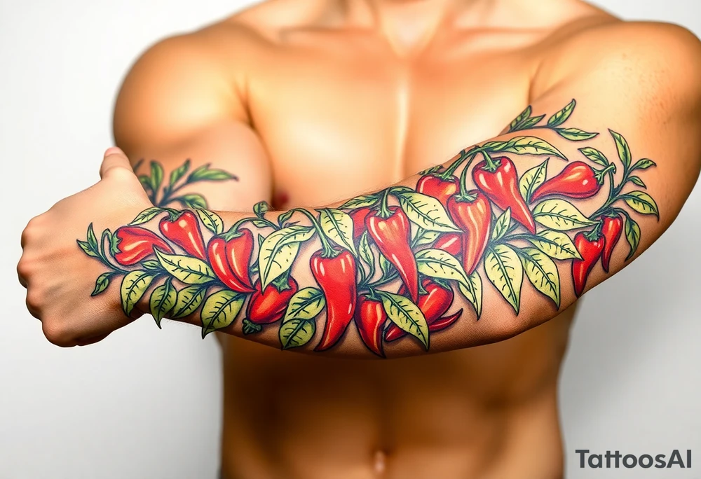 Super hot pepper plants tattoo idea