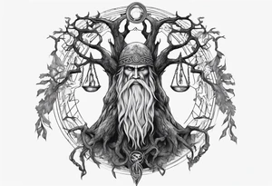 odin hanging on yggdrasil tattoo idea