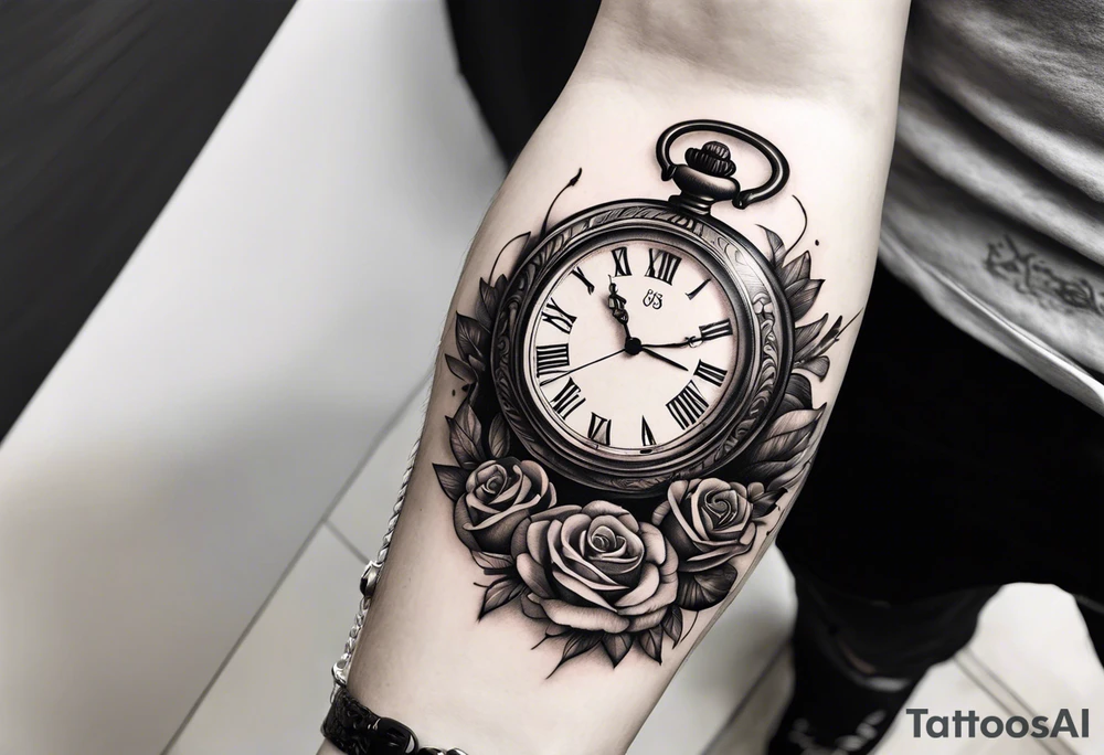 Pocket watch at 9:45 tattoo idea
